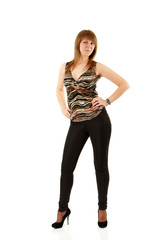 young woman full length isolated on white