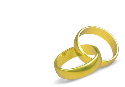 2 goldene Ringe auf wei&szlig;em Hintergrund