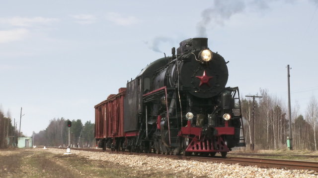 old train with steam engine