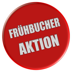 Button rot rund FRÜHBUCHER AKTION