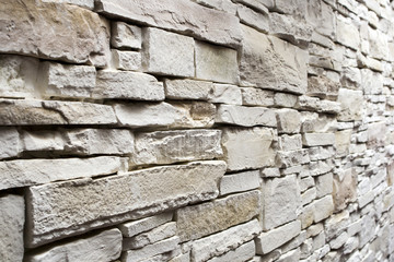 Decorative wall made from white stone