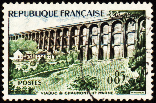 Viaduct in France on post stamp