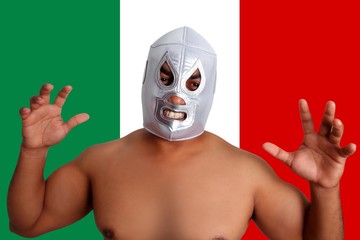 mexican wrestling mask silver fighter gesture