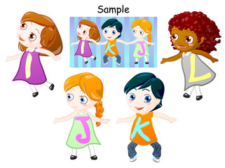 alphabet of childrens holding hands. clipping path included.
