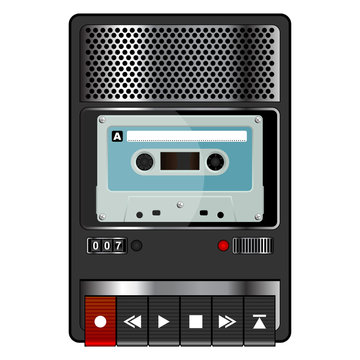 Vintage audio tape recorder isolated over white background