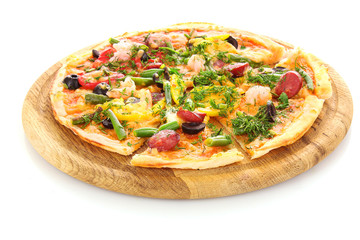 tasty Pizza with olives isolated on white