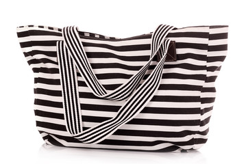 Striped women bag isolated on white background
