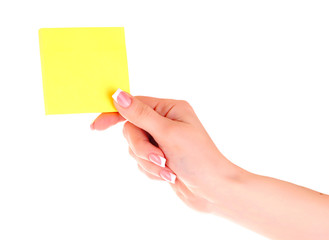 Holding a Yellow Note