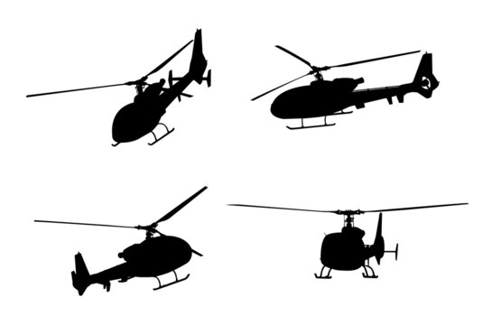 helicopter silhouettes - vector