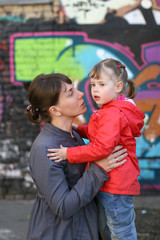 Fototapeta premium Mom and daughter talking