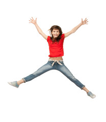 jumping teenage girl