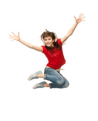 jumping teenage girl