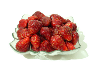 Strawberries in a glass plate