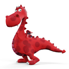 Obraz premium red hot dino dragon baby
