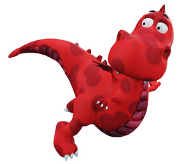 Fototapeta premium red hot dino dragon baby flying out