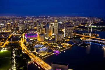 Papier Peint photo autocollant Singapour Horizon de Singapour en soirée