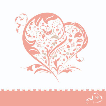 Abstract flower heart shape invitation card