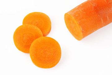 cut carrot on white background