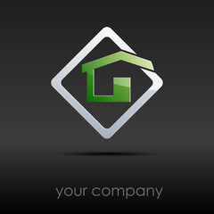 Logo house in the rumble, black background # Vector