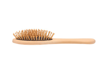 wooden comb on white background