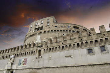 Fototapeta na wymiar Sky Colors over Castel Sant'Angelo in Rome