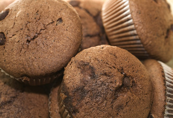 Pile of chocolate muffins