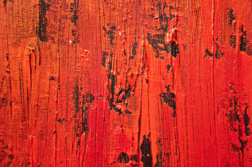 Fond bois, peinture rouge