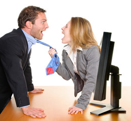 business people are arguing on the computer