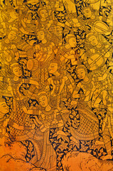 Fototapeta na wymiar Starożytny tajski wzór na ścianie