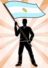 sports fan with flag of Argentina