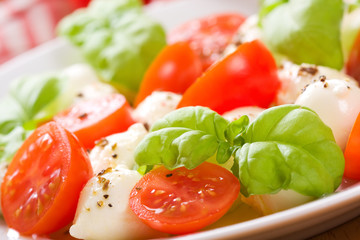salad with mozzarella, tomatoes and basi