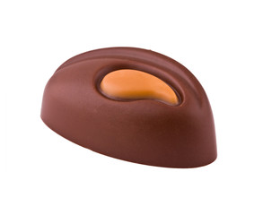 Chocolate decorated with a cream on the white