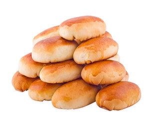 Russian pies with stuffing on white