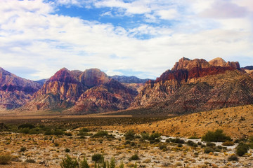 Fototapeta premium Bands of Colored Mountains in Red Rock Canyon