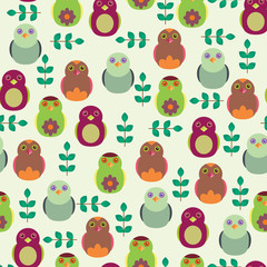 Obraz premium Seamless wallpaper with birds and leaves