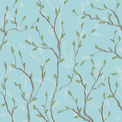 Hand drawn casual background with branches