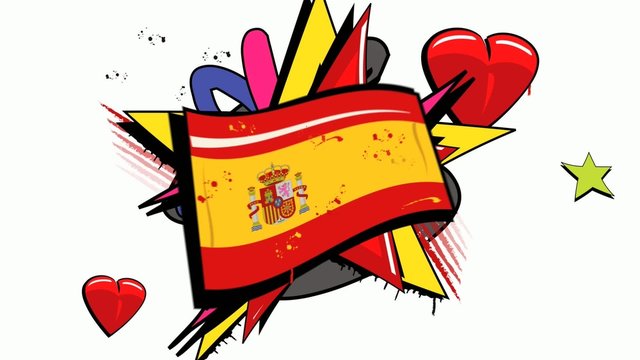 Spanish revolution protest graffiti pop art flag spain animation