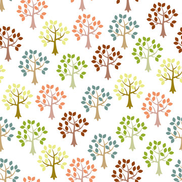 Cute seamless wallpaper with trees