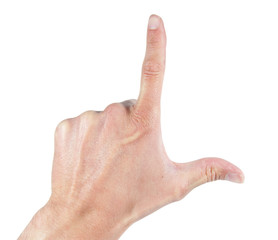 loser sign made with hand isolated on white background
