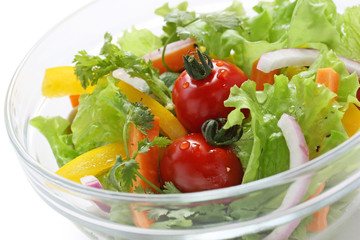 fresh vegetable salad on white background