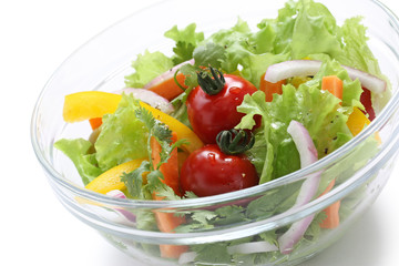 fresh vegetable salad on white background