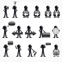 Fototapeta premium Set of 3d man with arrow and symbols (concept) VECTOR