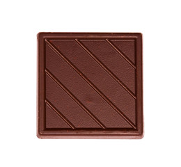 Tile of dark chocolate on the white background