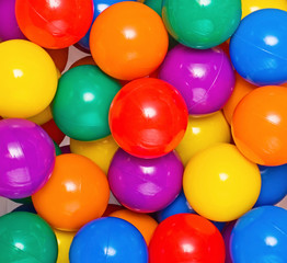 Many colour plastic balls from children's small town