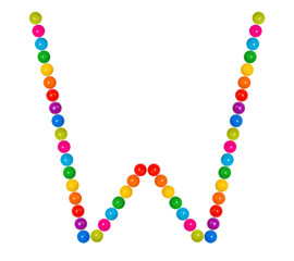 Letter W from plastic children's balls on the white