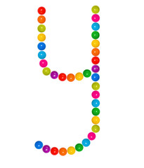 Letter Y from plastic children's balls on the white