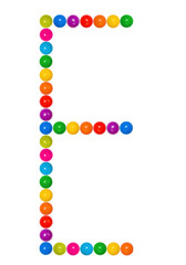 Letter E from plastic children's balls on the white