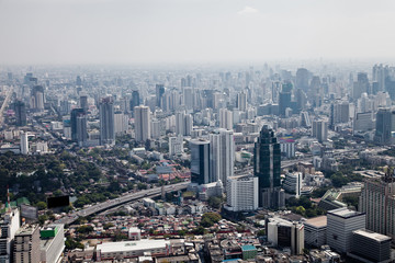Fototapeta na wymiar Skyscrapers bird's eye view Bangkok, Thailand