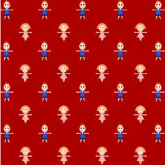 Vector red background with figures of children