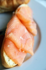 Salmon slices on bread Denia Spain